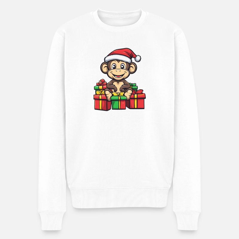 Cadeaux de Noël des singes - Pull Premium bio Homme - blanc