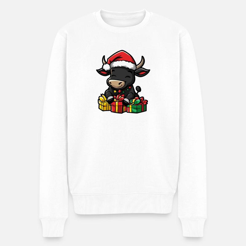Cadeaux de Noël Taureau - Pull Premium bio Homme - blanc