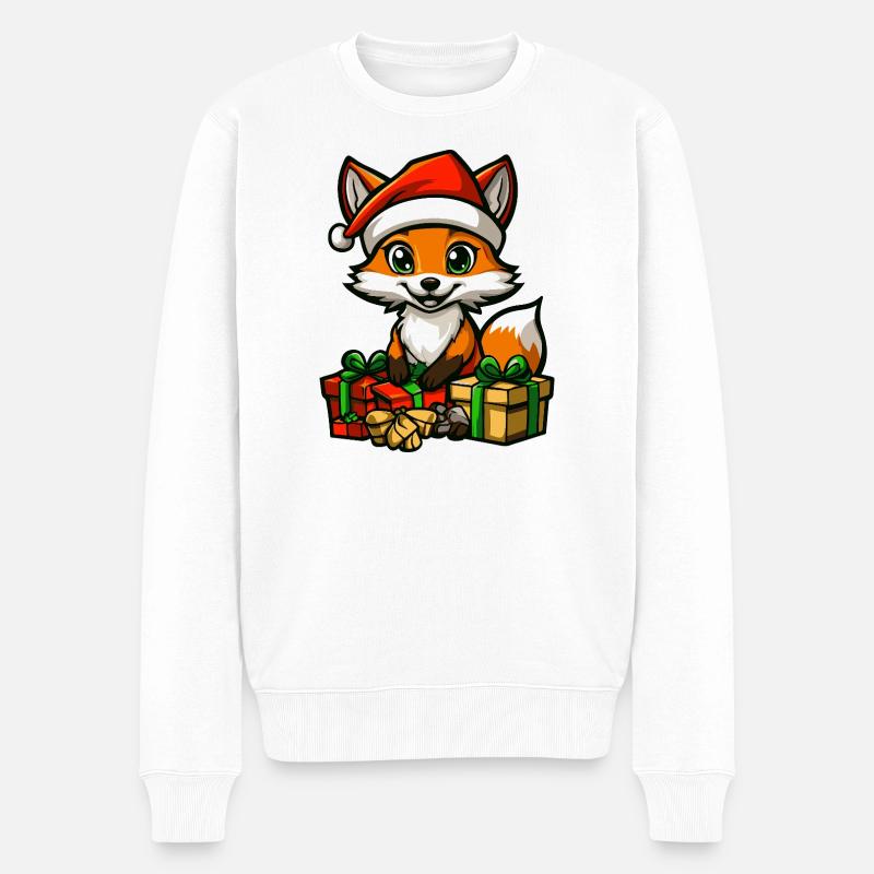 Fuchs Weihnachten Geschenke - Männer Premium Bio Pullover - Weiß