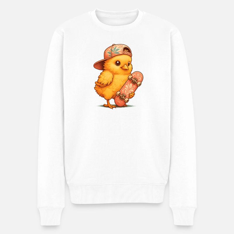 Mädchen auf einem Skateboard - Männer Premium Bio Pullover - Weiß