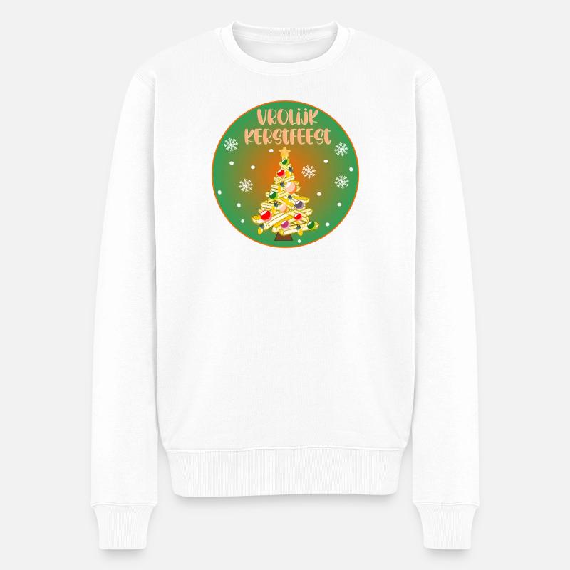 Frohe Weihnachten Pommes frites - Männer Premium Bio Pullover - Weiß