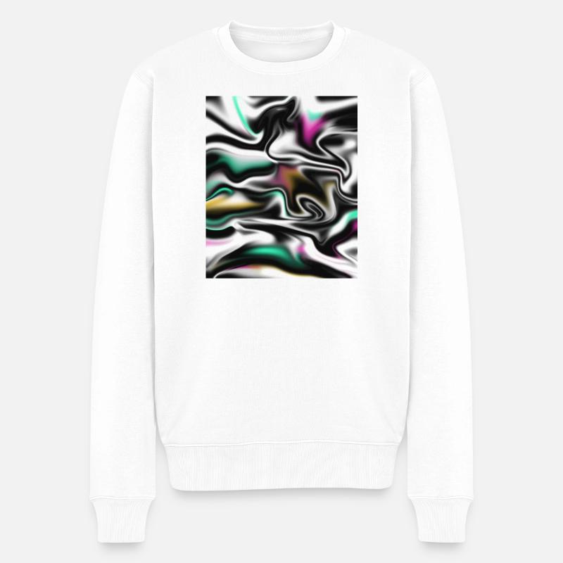 Holographic Flow - abstrait mystique - Pull Premium bio Homme - blanc