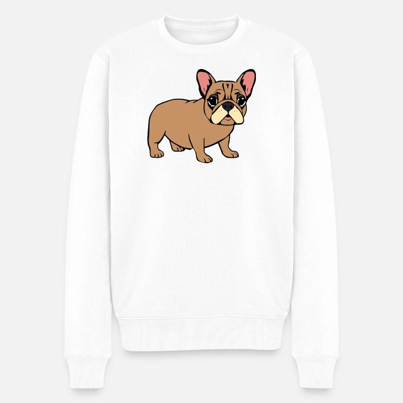 Französische Bulldogge  - Männer Premium Bio Pullover - Weiß