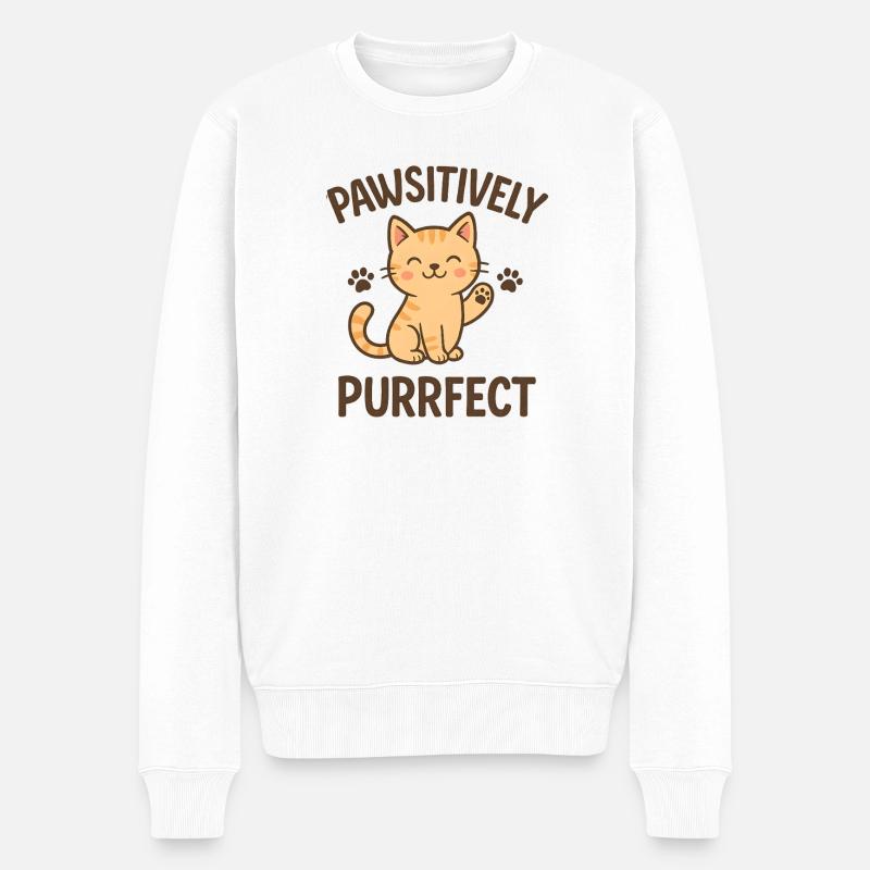 Conception Pathsitively Purrfect Cat - Pull Premium bio Homme - blanc