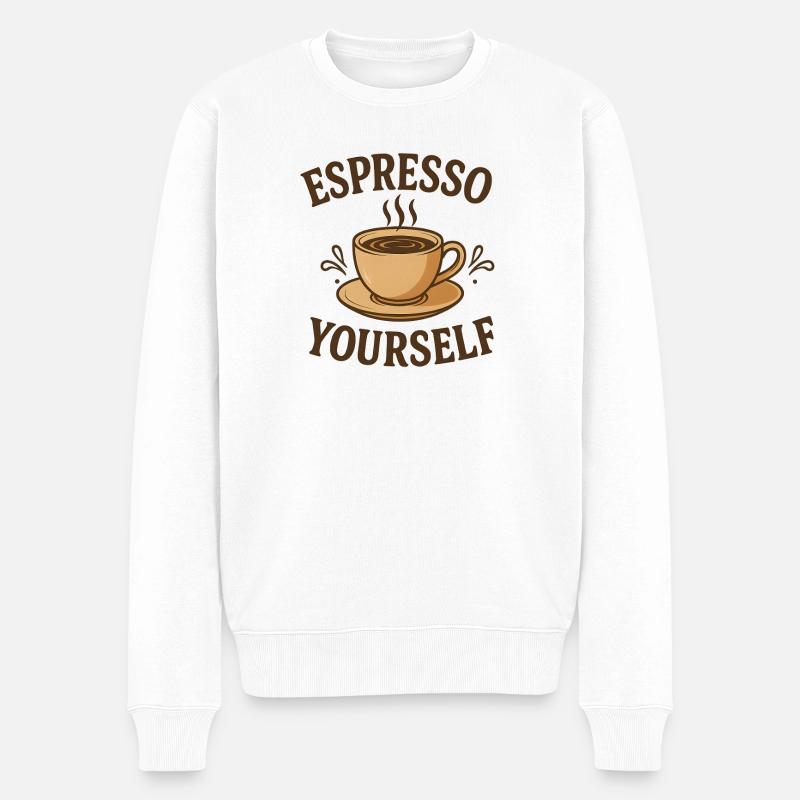 Espresso Yourself Coffee Design - Männer Premium Bio Pullover - Weiß
