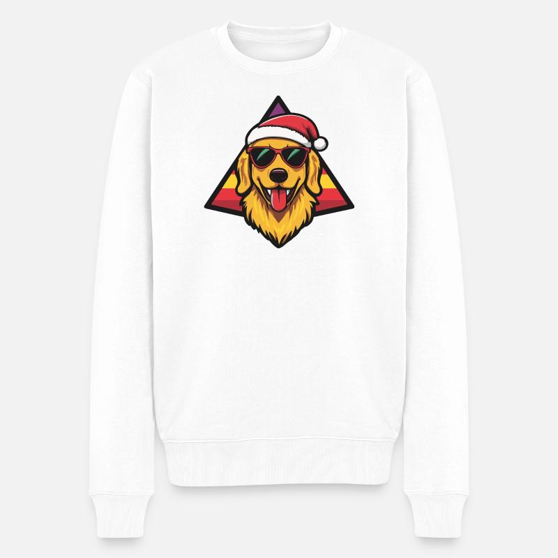 Hund im Santa-Style  - Männer Premium Bio Pullover - Weiß