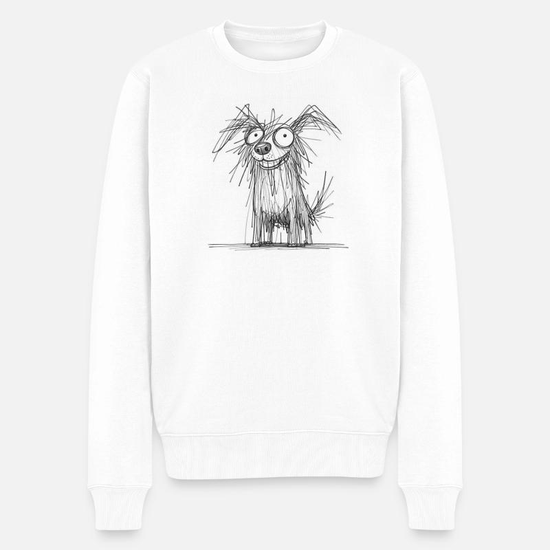 Sketchy Dog - Männer Premium Bio Pullover - Weiß