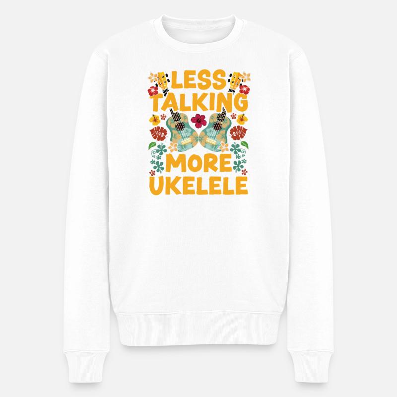 Ukulélé hawaïen uke moins parler. - Pull Premium bio Homme - blanc