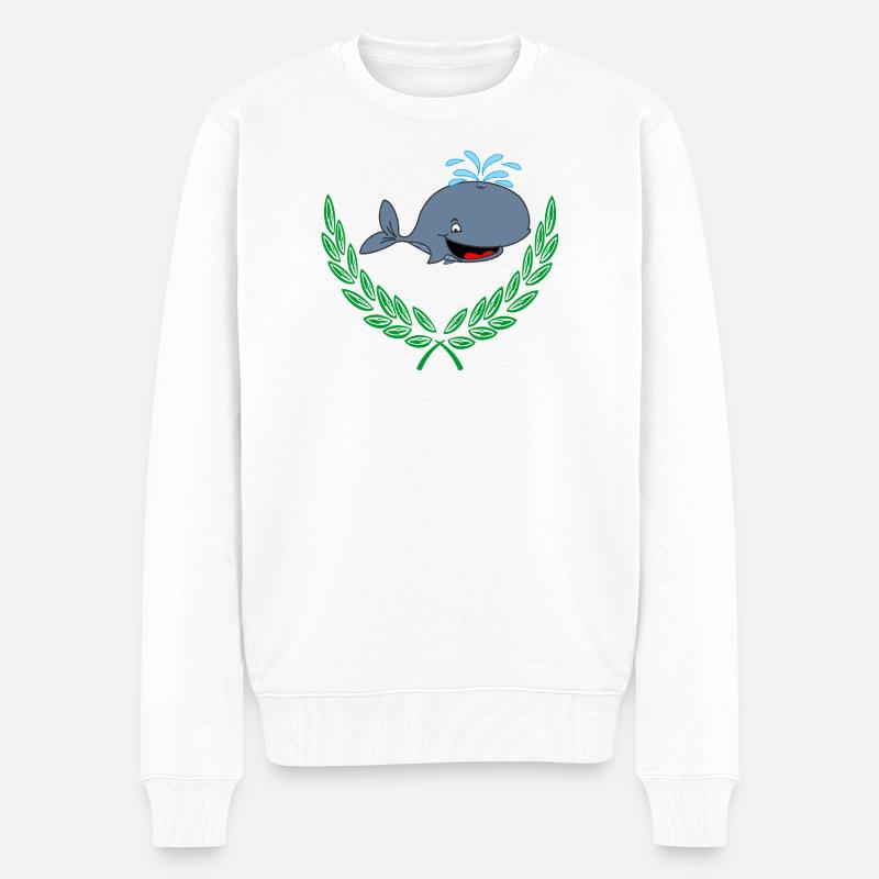 Baleine en couronne de laurier - Pull Premium bio Homme - blanc