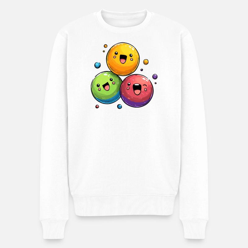 Bunte kugeln Cartoon - Männer Premium Bio Pullover - Weiß
