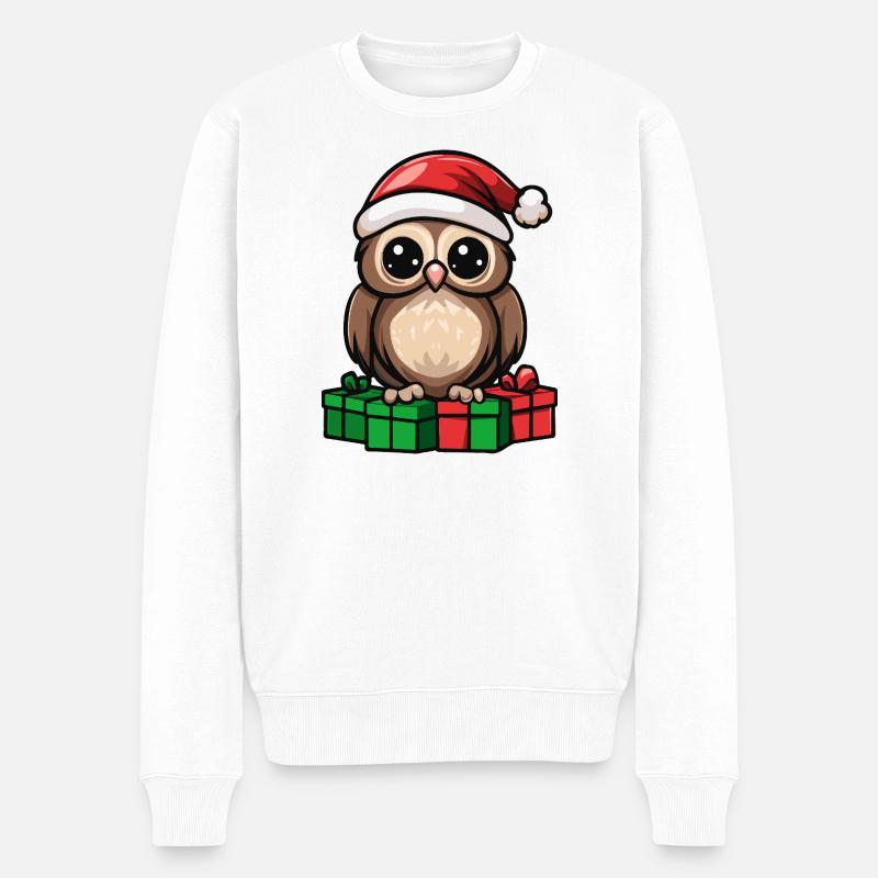 Cadeaux de Noël pour Hibou - Pull Premium bio Homme - blanc