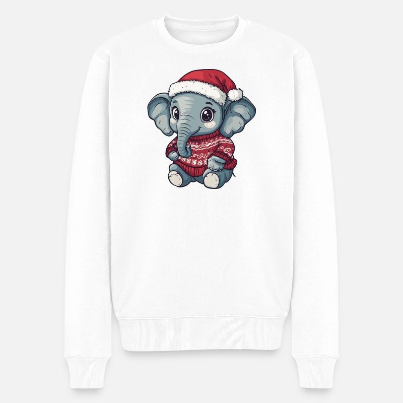 Elefant Weihnachten Xmas - Männer Premium Bio Pullover - Weiß