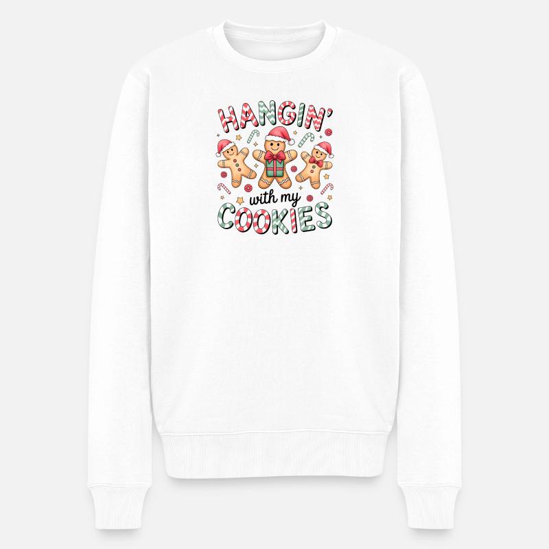 Hängende Kekse Weihnachts-Trio - Männer Premium Bio Pullover - Weiß