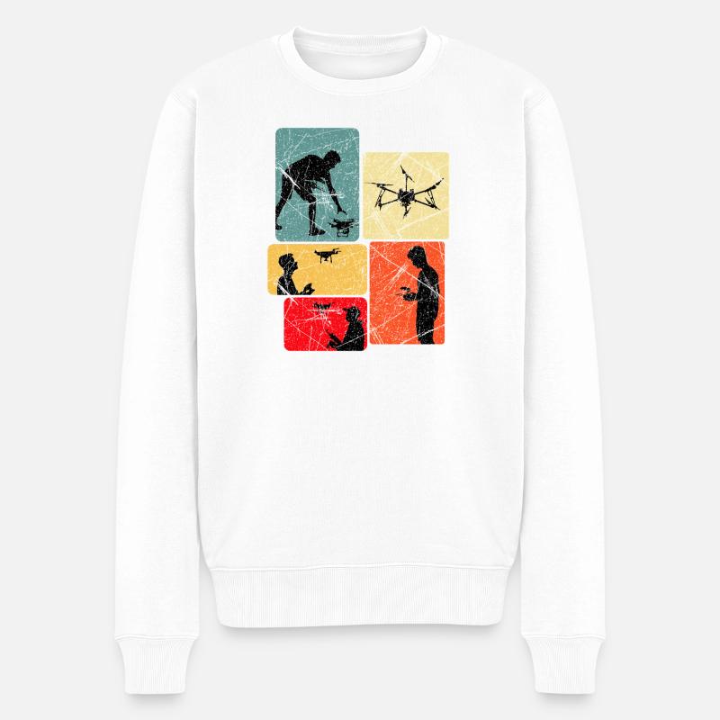 Drohnenpilot Panels Kunst - Männer Premium Bio Pullover - Weiß