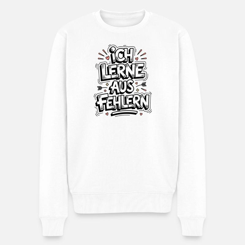 Ich Lerne Aus Fehlern Spruch - Männer Premium Bio Pullover - Weiß