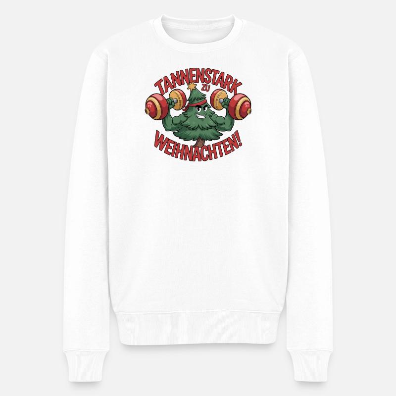 Fir Strong Drôle à Noël - Pull Premium bio Homme - blanc
