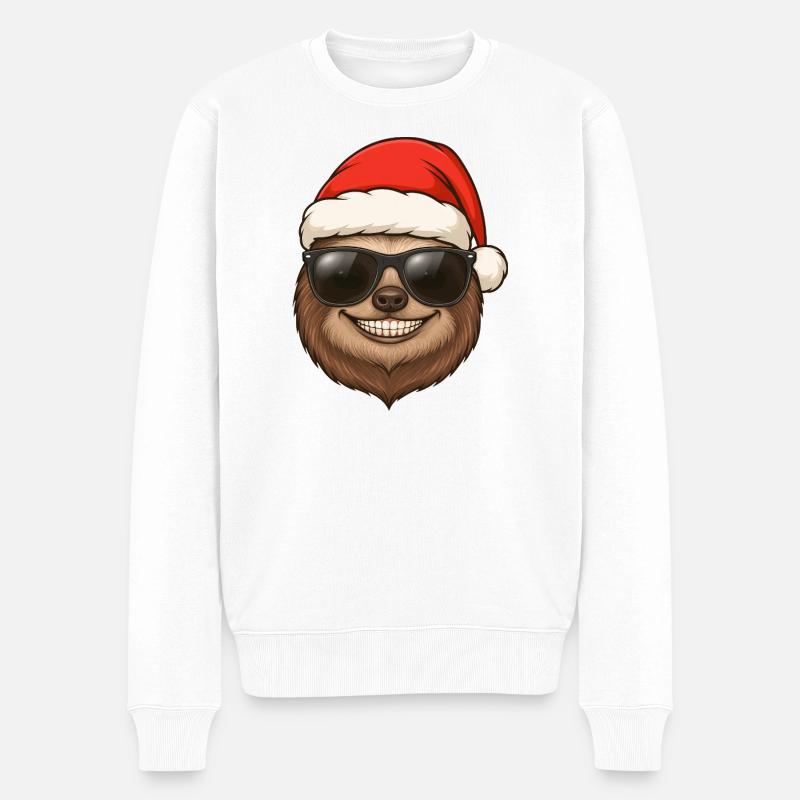 Cooles Faultier Weihnachten Portrait Geschenkidee - Männer Premium Bio Pullover - Weiß