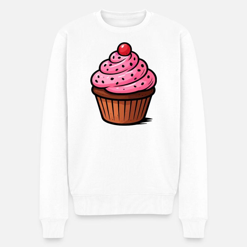Pink Cupcake  - Männer Premium Bio Pullover - Weiß