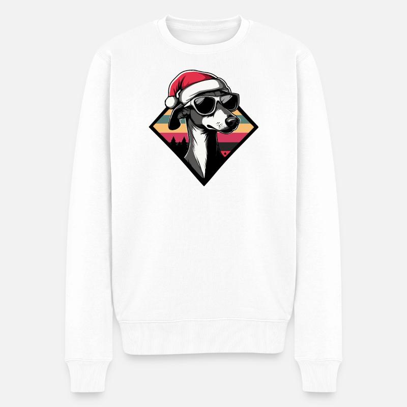 Chien avec chapeau de Noël - Pull Premium bio Homme - blanc