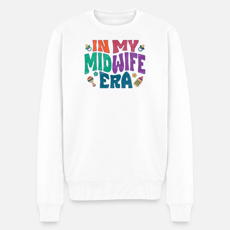 In my Midwife Era - Männer Premium Bio Pullover - Weiß
