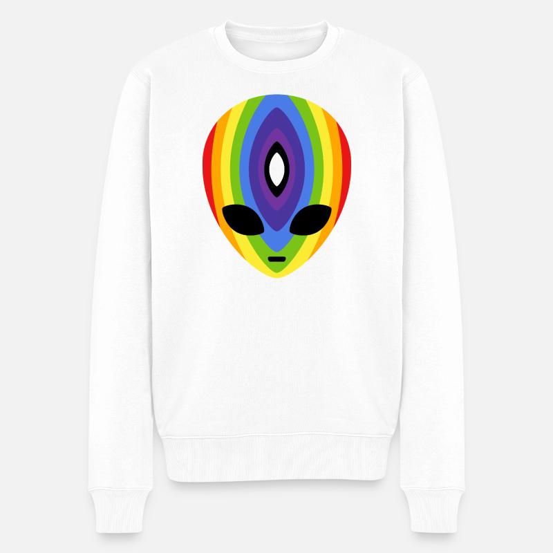 Prismatischer Regenbogen-Alien - Männer Premium Bio Pullover - Weiß