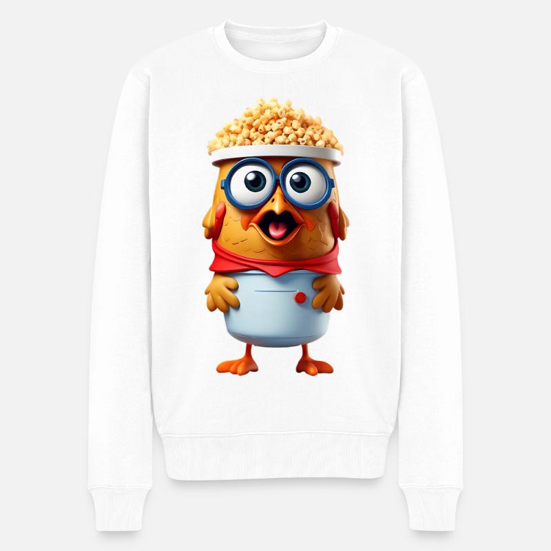 Poulet au popcorn avec verres - Pull Premium bio Homme - blanc