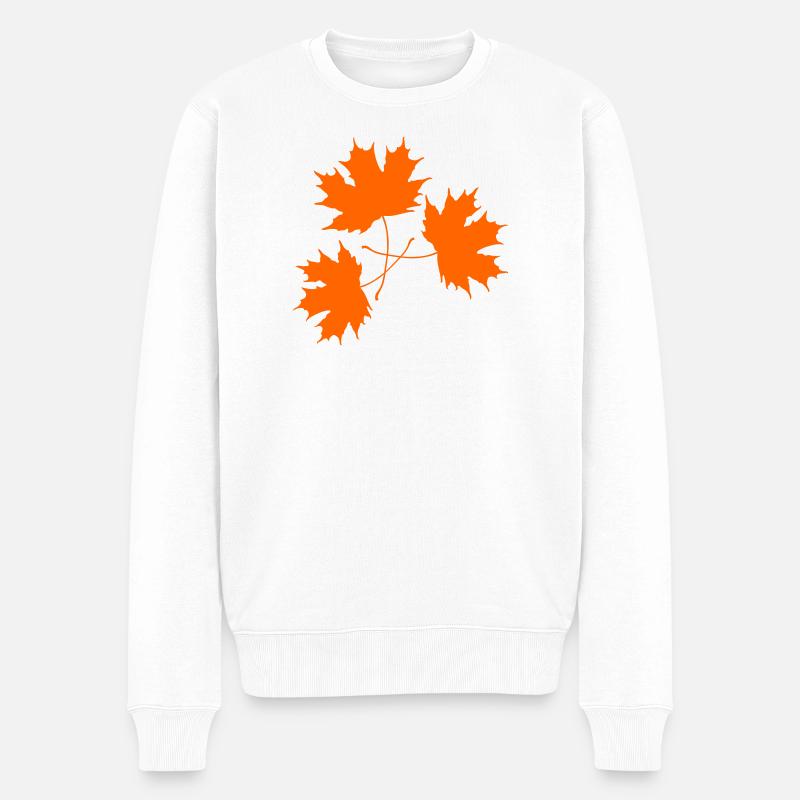 Trio des feuilles d’érable orange - Pull Premium bio Homme - blanc
