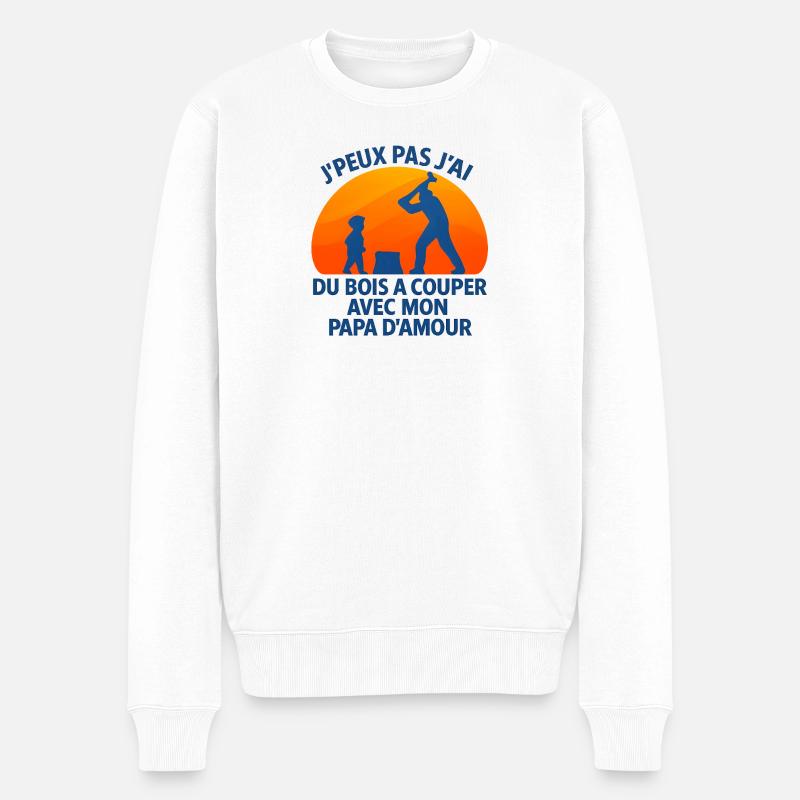 Holz zum Schneiden mit dem Vater der Liebe - Männer Premium Bio Pullover - Weiß