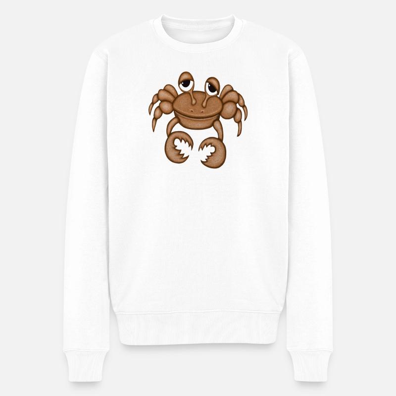 Lustiger Krebs - Männer Premium Bio Pullover - Weiß