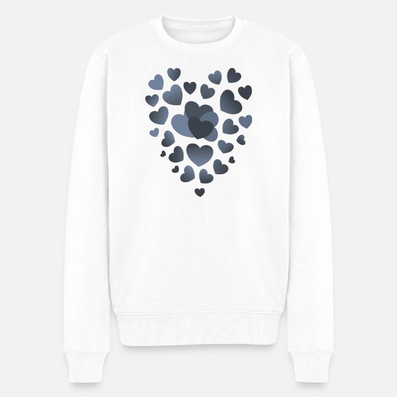 Gråblå hjerter hjertemønster grå hjerter - Økologisk premium-sweatshirt til mænd - hvid