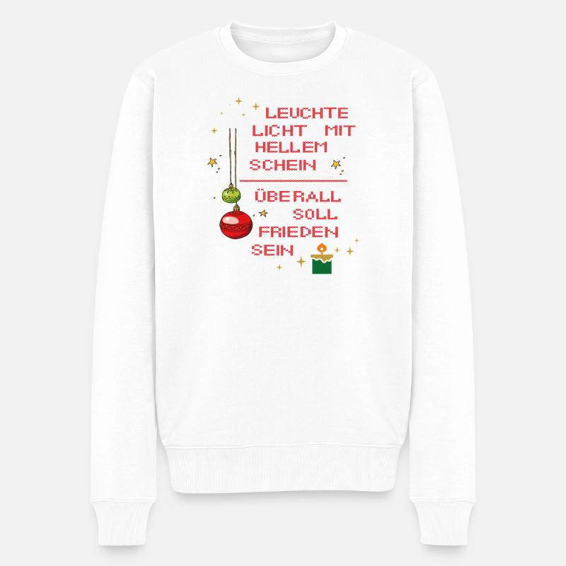 Leuchte Licht mit hellem Schein - Männer Premium Bio Pullover - Weiß