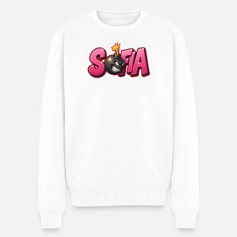 Sofia Graffiti Name Bomb Graffité 3D - Männer Premium Bio Pullover - Weiß