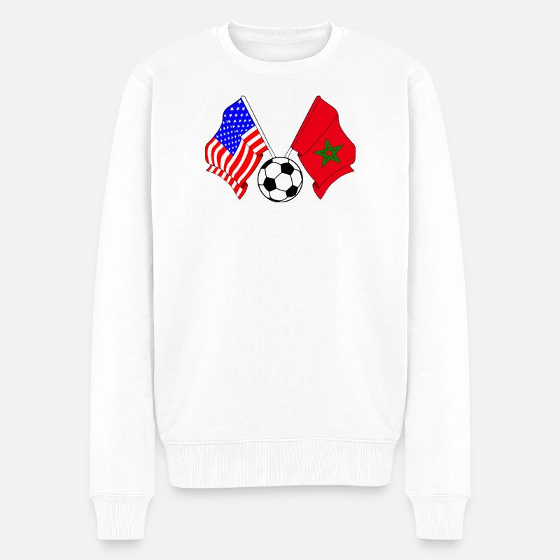 Fußball Marokko gegen USA - Männer Premium Bio Pullover - Weiß