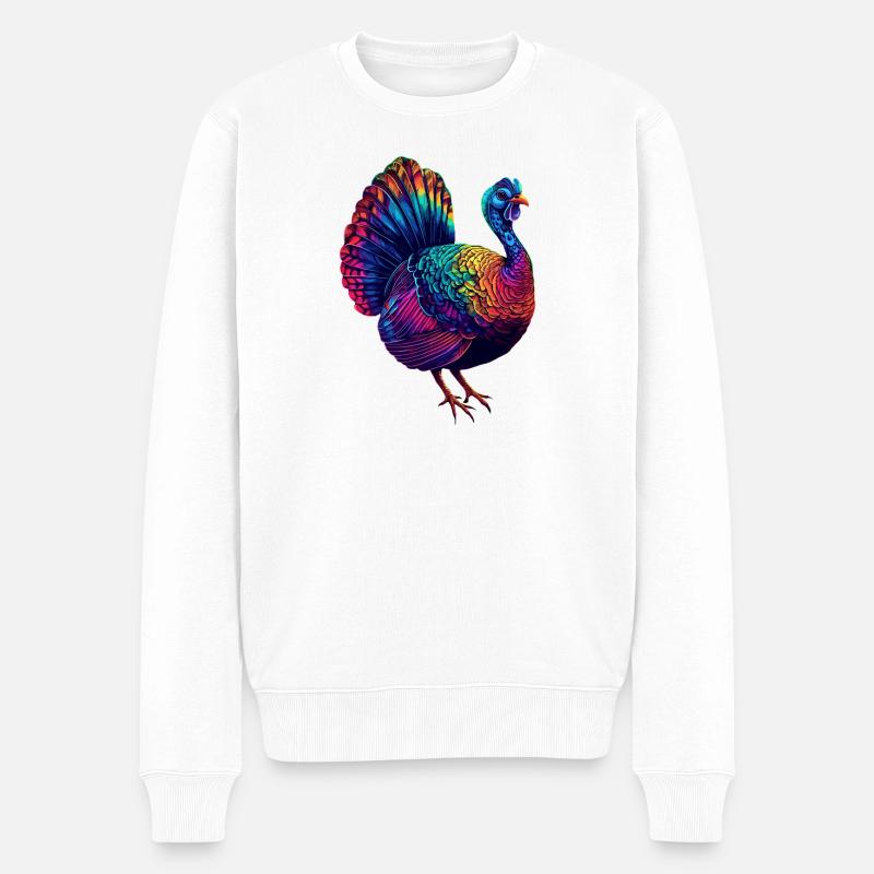 Dinde Poules Oiseaux Dinde - Pull Premium bio Homme - blanc