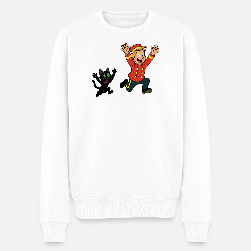 Franky und Meeko rennen glücklich - Männer Premium Bio Pullover - Weiß