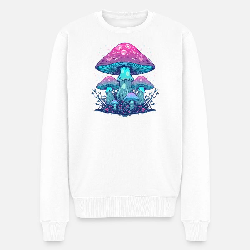 Champignons Néon Éthéré - Pull Premium bio Homme - blanc