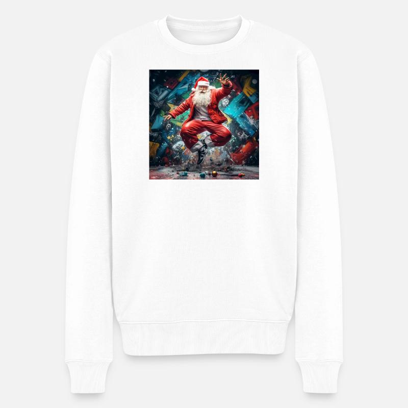 Graffiti du Père Noël Breakdance - Pull Premium bio Homme - blanc