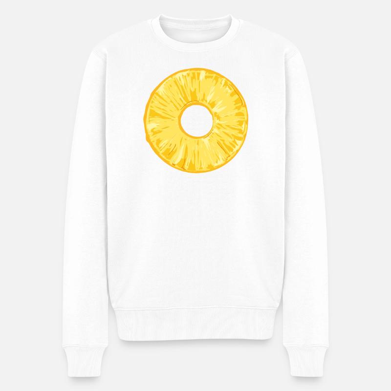 Ananasscheibe im tropischen Illustrationsstil - Männer Premium Bio Pullover - Weiß
