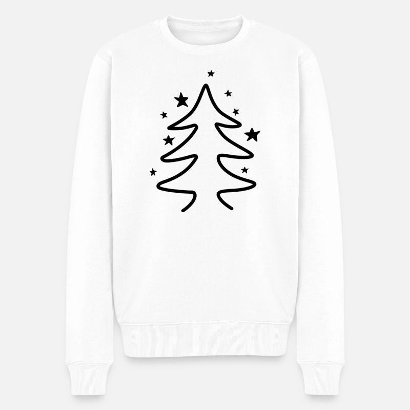 Minimalistischer Weihnachtsbaum mit Sternen - Männer Premium Bio Pullover - Weiß