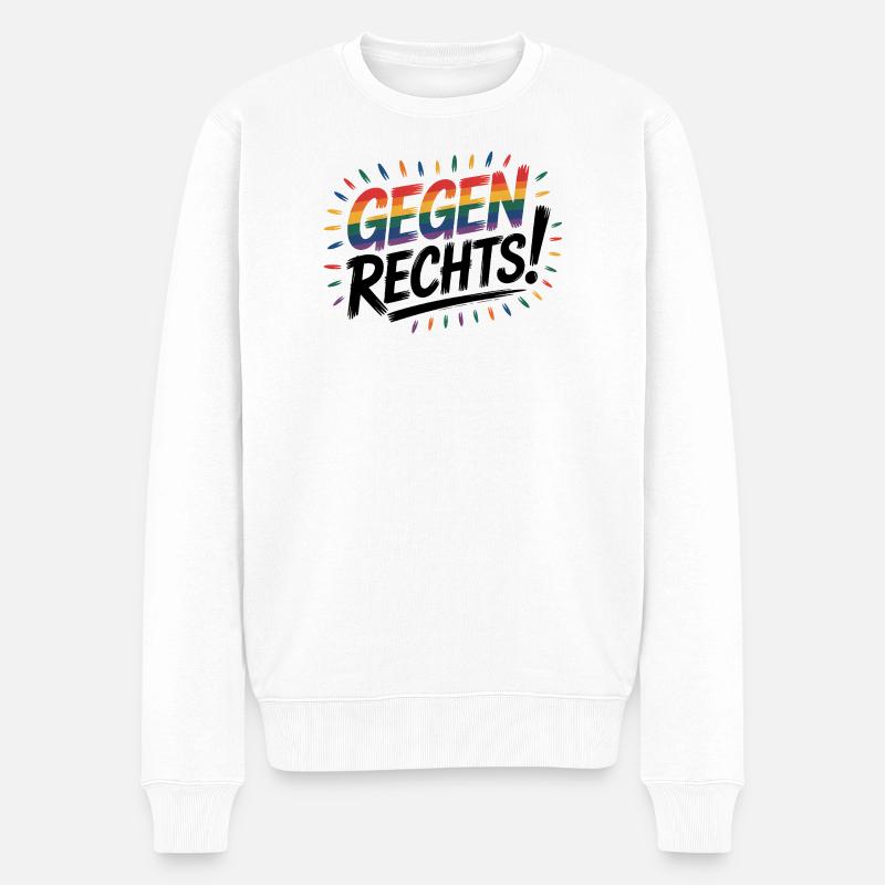 Gegen Rechts - Cool Pride Logo - Männer Premium Bio Pullover - Weiß
