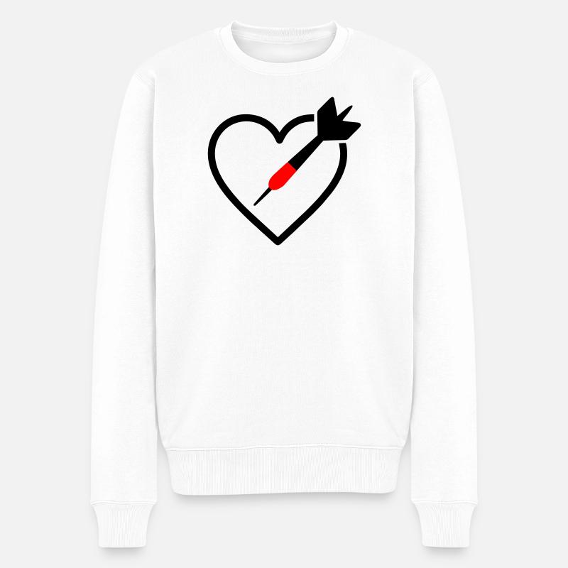 Herzpfeile – Leidenschaft und Präzision - Männer Premium Bio Pullover - Weiß