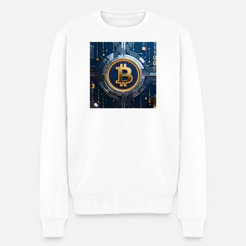 Bitcoin Neon sur le circuit - Pull Premium bio Homme - blanc