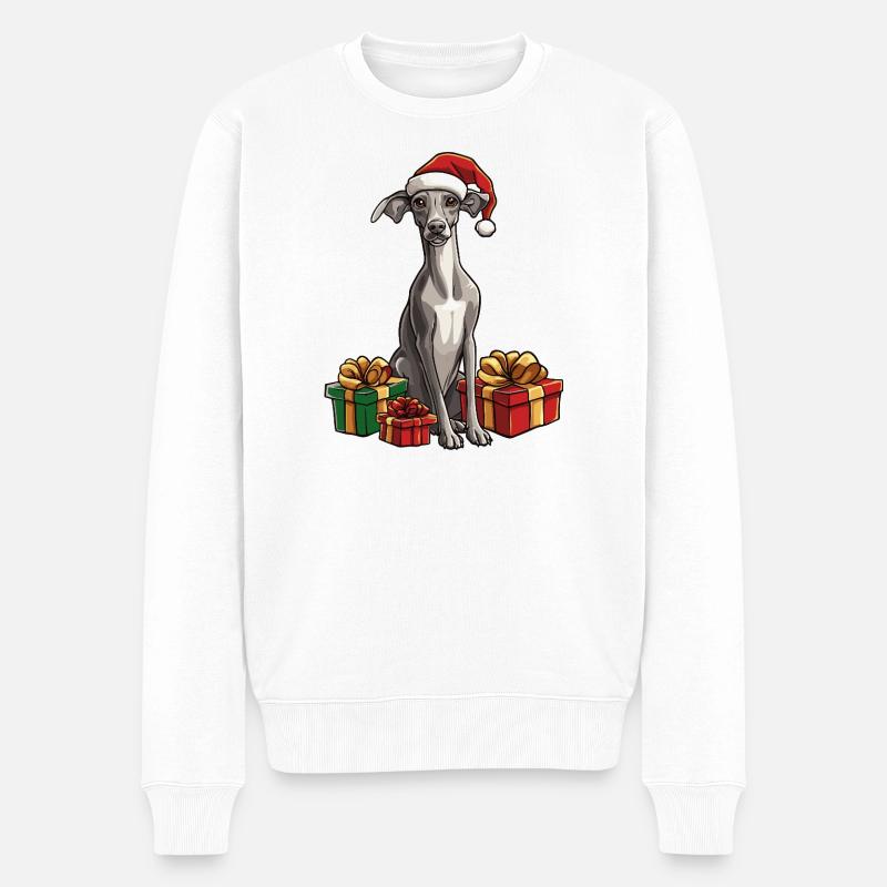 Greyhound Hund Weihnachten Geschenke - Männer Premium Bio Pullover - Weiß