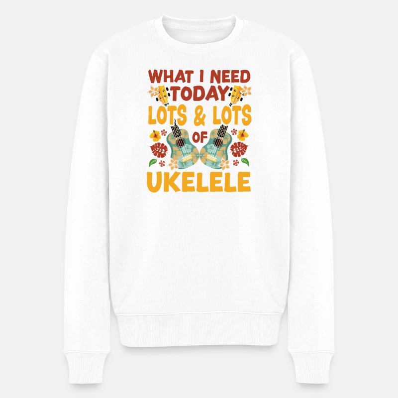 Hawaiian Ukulele Uke What I Need - Männer Premium Bio Pullover - Weiß