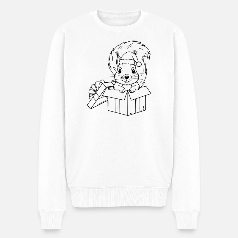 Süßes Weihnachts-Eichhörnchen in Geschenkbox - Männer Premium Bio Pullover - Weiß