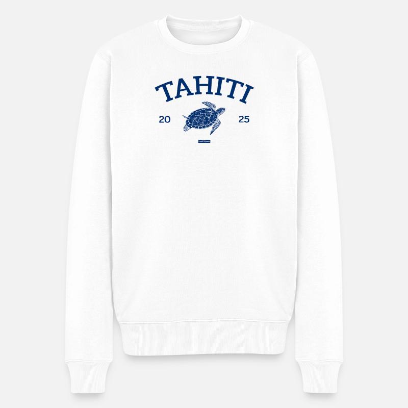 Tahiti - Turtle - French Polynesia - Schildkröte - Männer Premium Bio Pullover - Weiß
