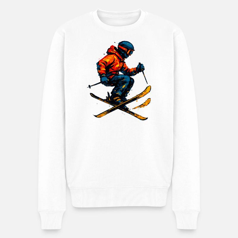Skifahren | Skifahrer | Berg - Männer Premium Bio Pullover - Weiß