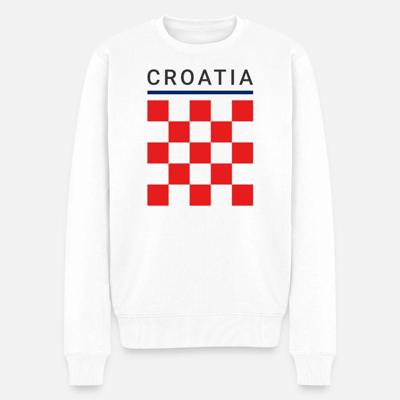 Kroatien Schachbrett - Männer Premium Bio Pullover - Weiß