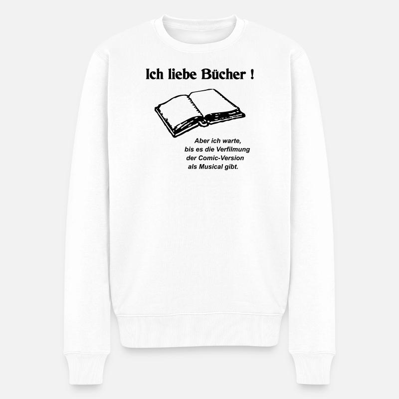 Ich liebe Buecher - Männer Premium Bio Pullover - Weiß