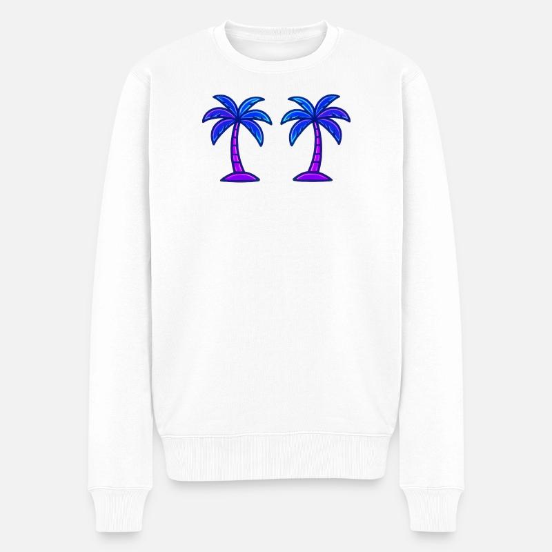 Palmen Neon - Männer Premium Bio Pullover - Weiß